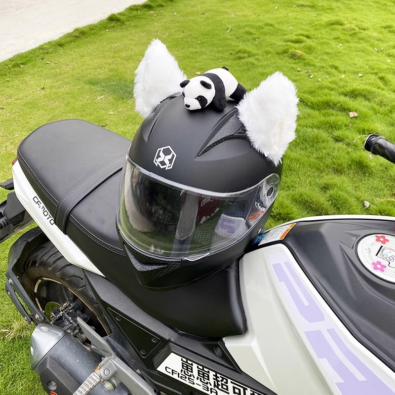 3D Pure White Cat Ear Helmet Decoration Motorcycle Helmet Accessories