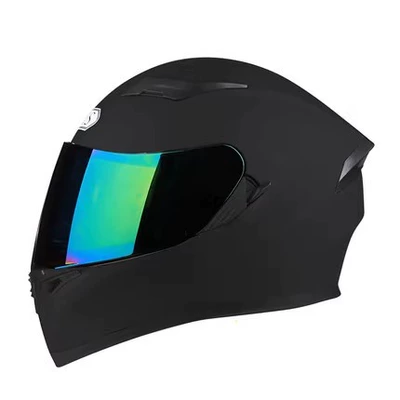 Men's Retro Motorcycle Ais Full-Face Motosiklet kaskı (dəbilqə) - elegant-black-with-colorful-colors-m