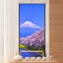 樱花富士山风景画背景墙一整张壁纸民宿酒店床头装饰贴画