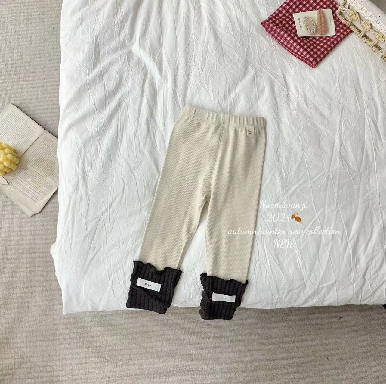 Qi Qiqi niñas dulce otoño nuevo estilo de niños coreanos estilo de empalme extranjero pantalones casuales pantalones de primavera y otoño