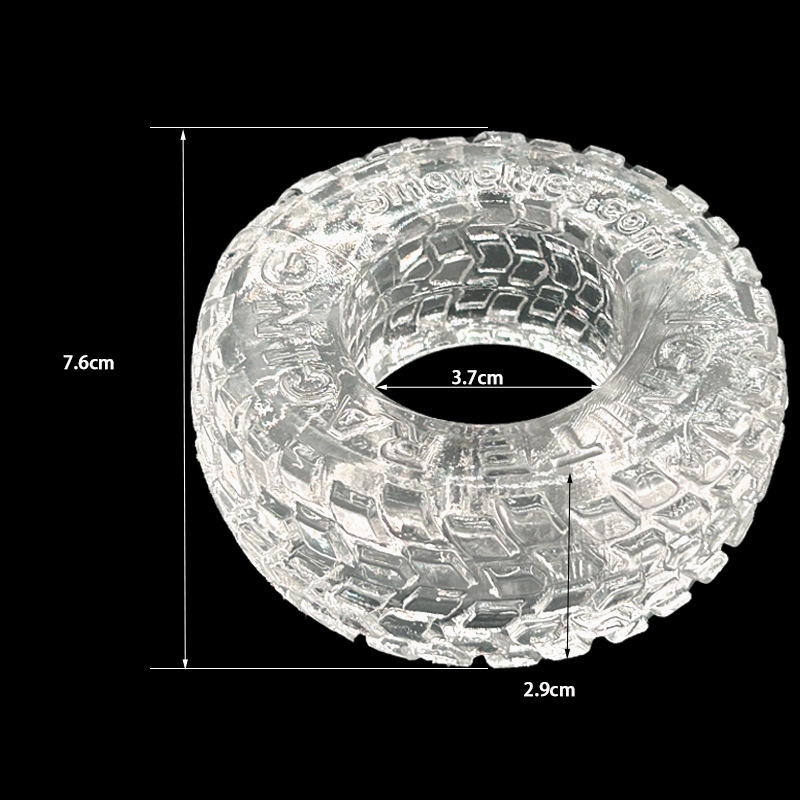 Super Large Penis Exerciser Weight Ring, Male Lock Ring, Black Transparent TPE — detail image 4