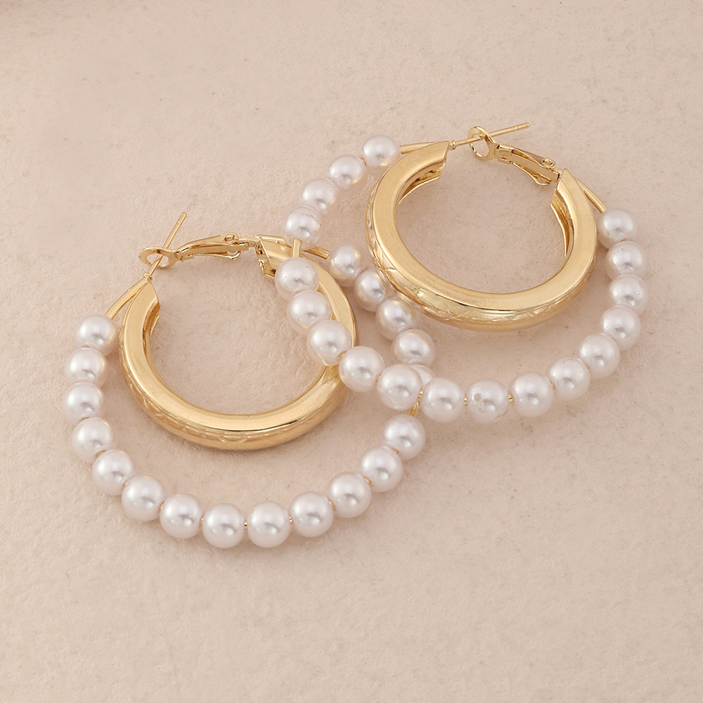 Pendientes Circulares De Perlas De Aleación De Moda Joyería De Mujer Dulce Simple display picture 5