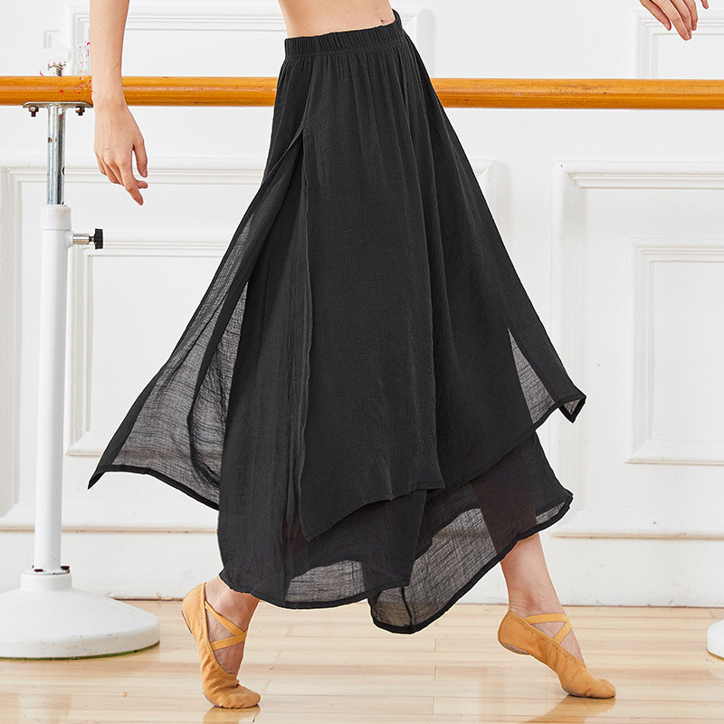Dance Pants Women's Modern Dance Wide-leg Pants Chiffon Loose Training Pants Split Adult Classical Elegant Training Clothes Culottes