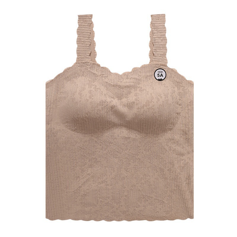 가을과 겨울 새로운 스타일 원활한 열 조끼 열 온도 변화 인쇄 고정 컵 여성을위한 아름다운 다시 레이스 서스펜더 바닥 속옷