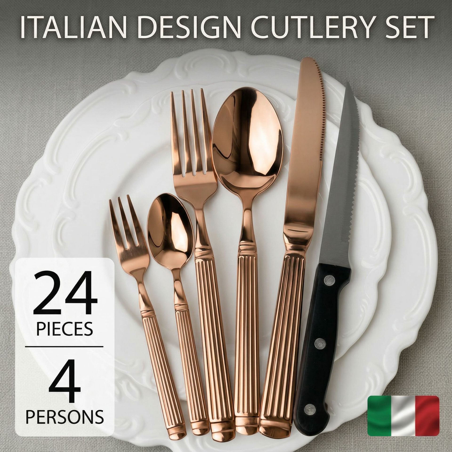 OZON conjunto de cubiertos de columna romana 6 piezas principales espejo pulido cubiertos de hotel cuchillo de comida occidental tenedor cuchara cuchillo de filete