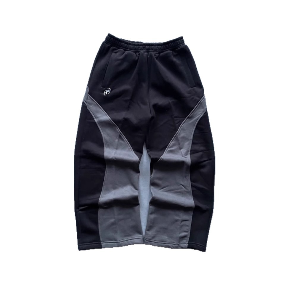 Pantalones deportivos estilo americano de AliExpress, estilo retro con bloques de color, rectos, holgados, casuales y de pierna ancha.