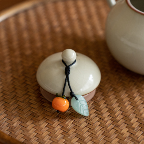 Persimmon industry has success, persimmon auspicious jade pendant, exquisite hand-woven jewelry, lotus seed teapot accessories, tea set