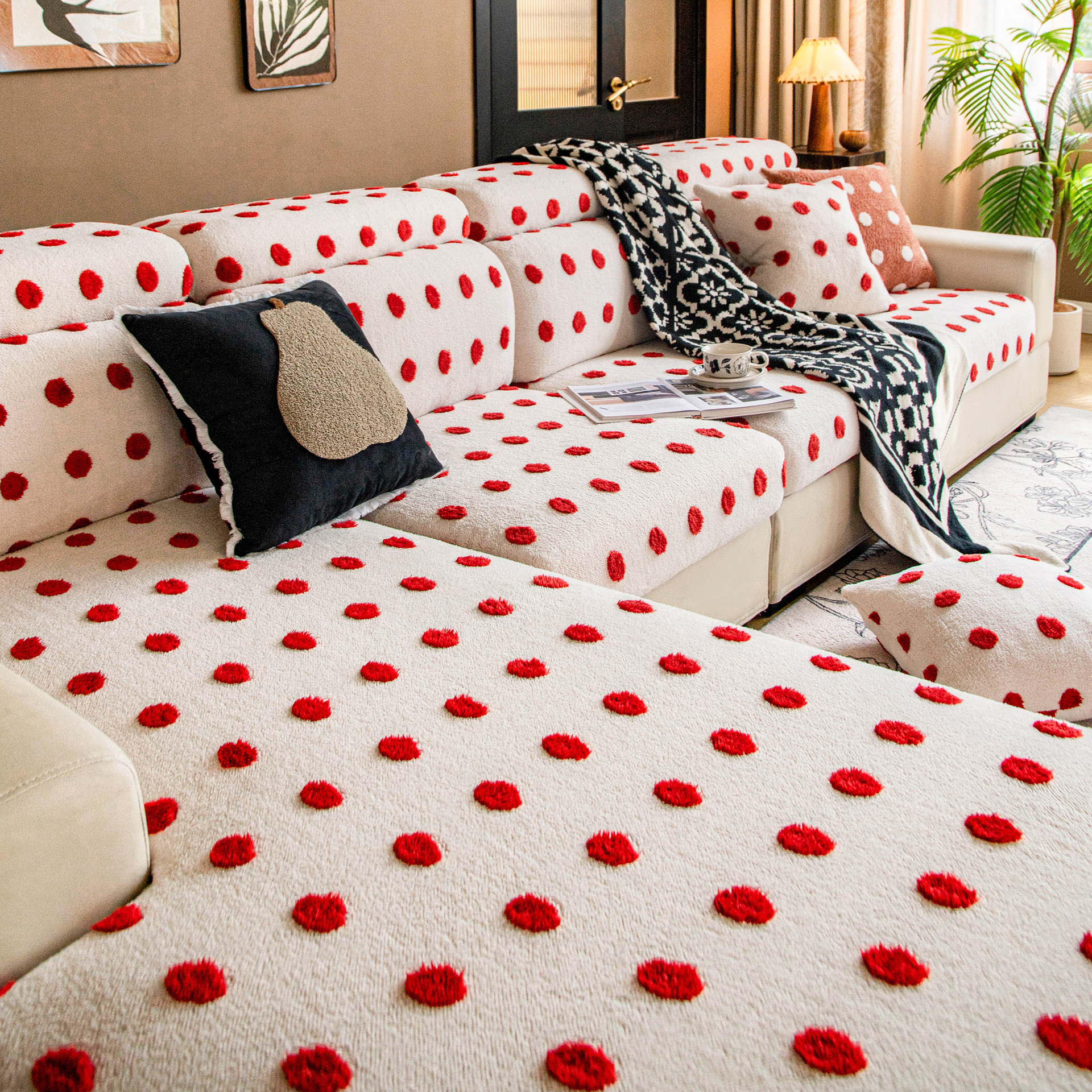 Sofá cubierta de invierno 2025 nuevo cojín de peluche grueso cubierta de cubierta de protección contra gatos rascar tela de cubierta tres asientos una princesa