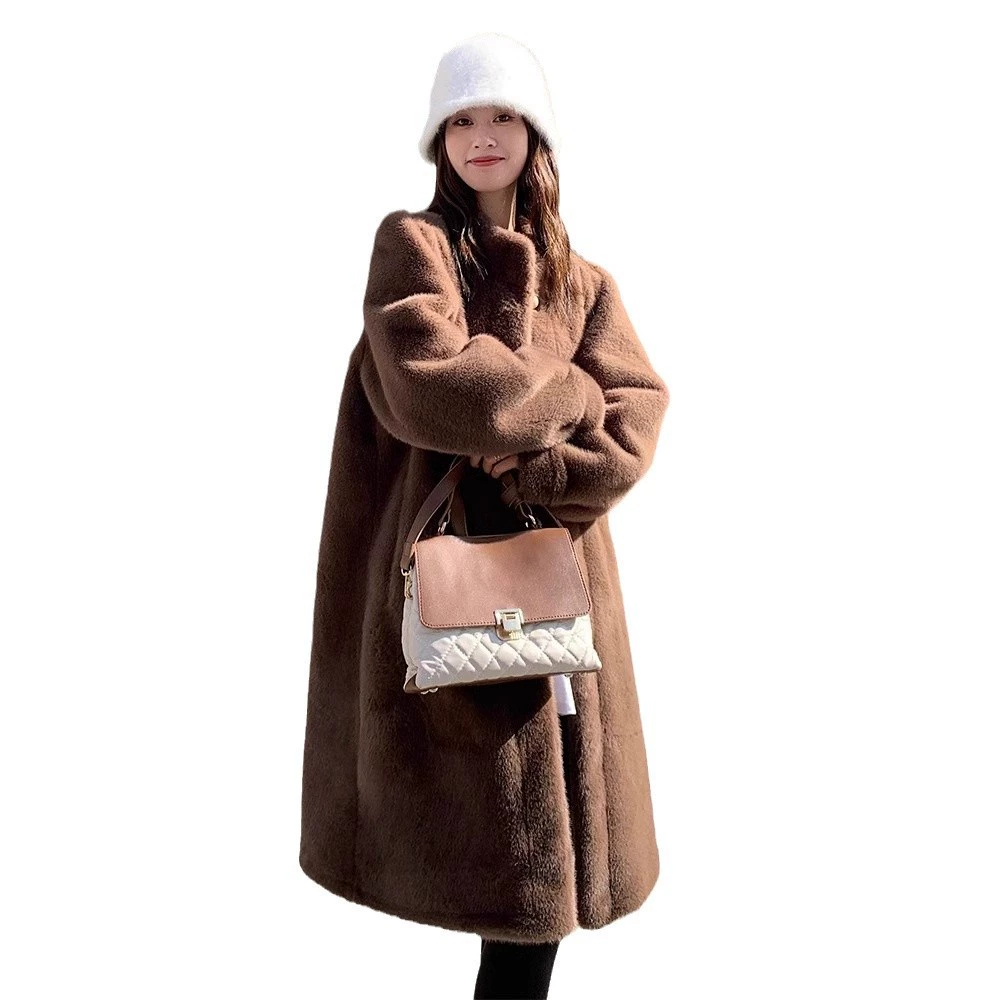 Winter long velvet jacket, mid-length, increased thickness