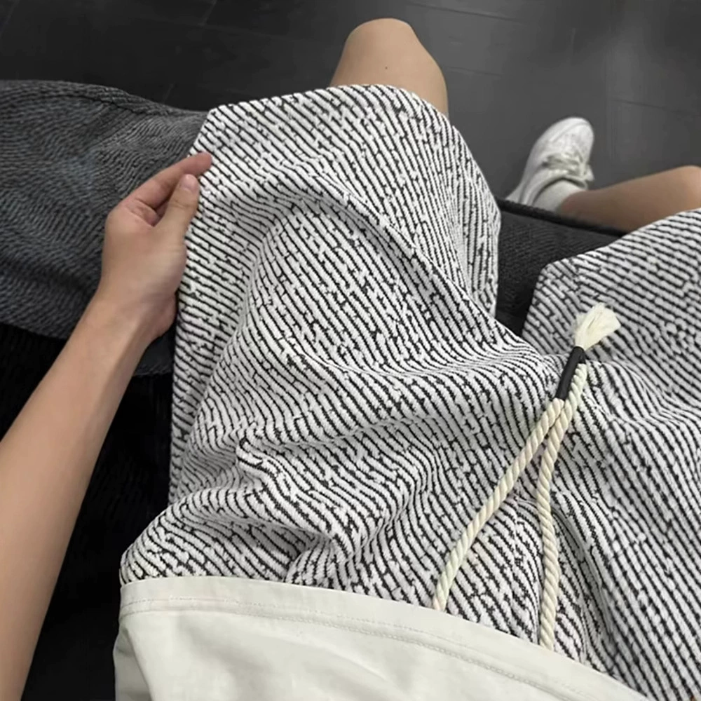 Твидовые стильные вязаные шорты, мужские летние модные брюки в полоску с зеброй, американские элитные спортивные брюки с пятью точками