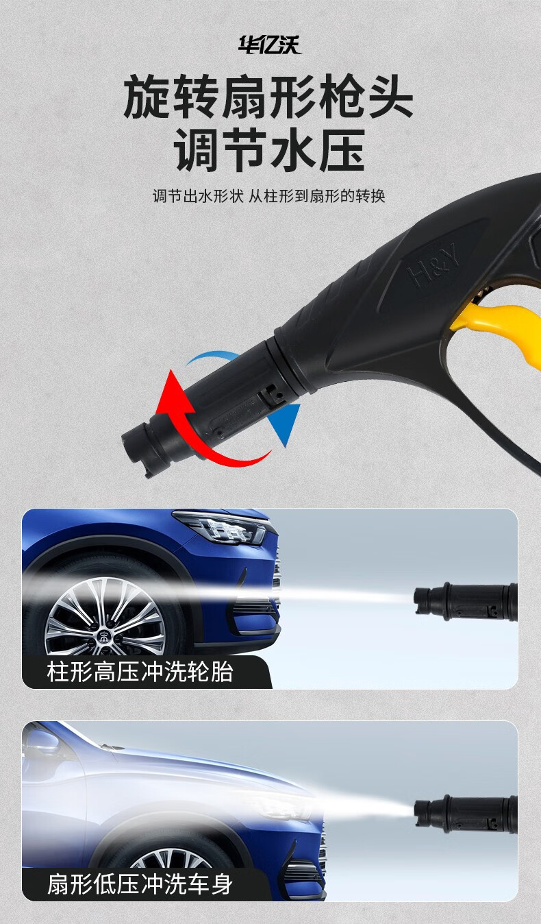 Hua Yiwo Car Washer High Pressure Water Gun Pump 220V Household Portable Car Wash Artifact High Power Cleaning Machine