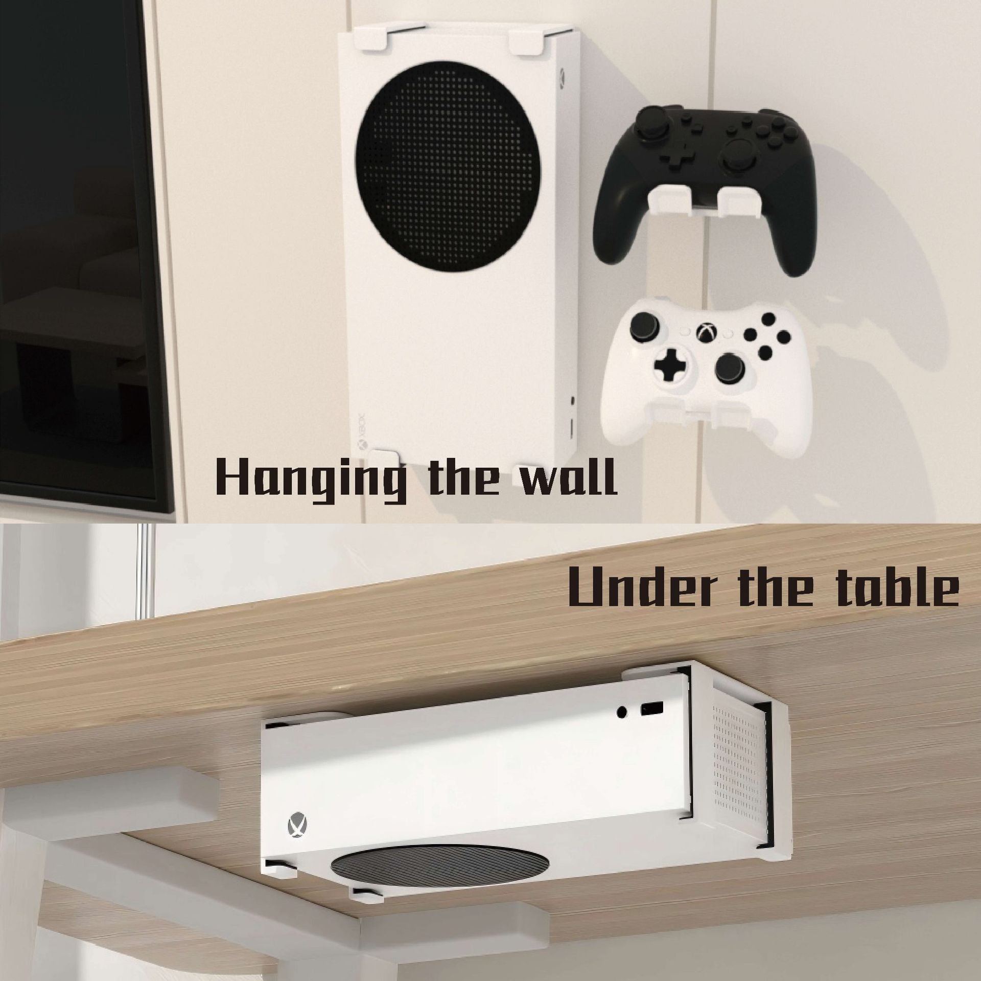 XBOXSeriesS debajo de la mesa Soporte de metal de doble propósito Accesorios de juegos XSS Manija de almacenamiento Rack debajo de la mesa