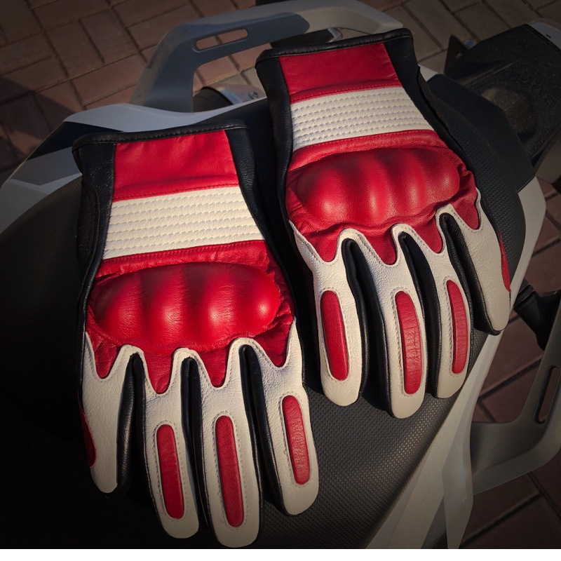 Guantes de cuero de motocicleta hombres y mujeres montando Harley piel de cabra motocicleta Caballero montando guantes de cuero de dedo completo transfronterizo