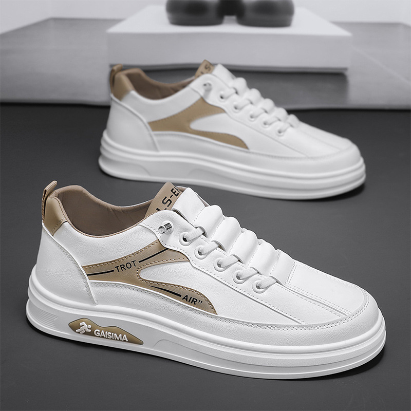 2025 primavera y verano nueva moda transpirable zapatos de tabla blanca zapatos de hombre zapatos deportivos casuales zapatos de cuero de hombre con suela plana zapatos de moda