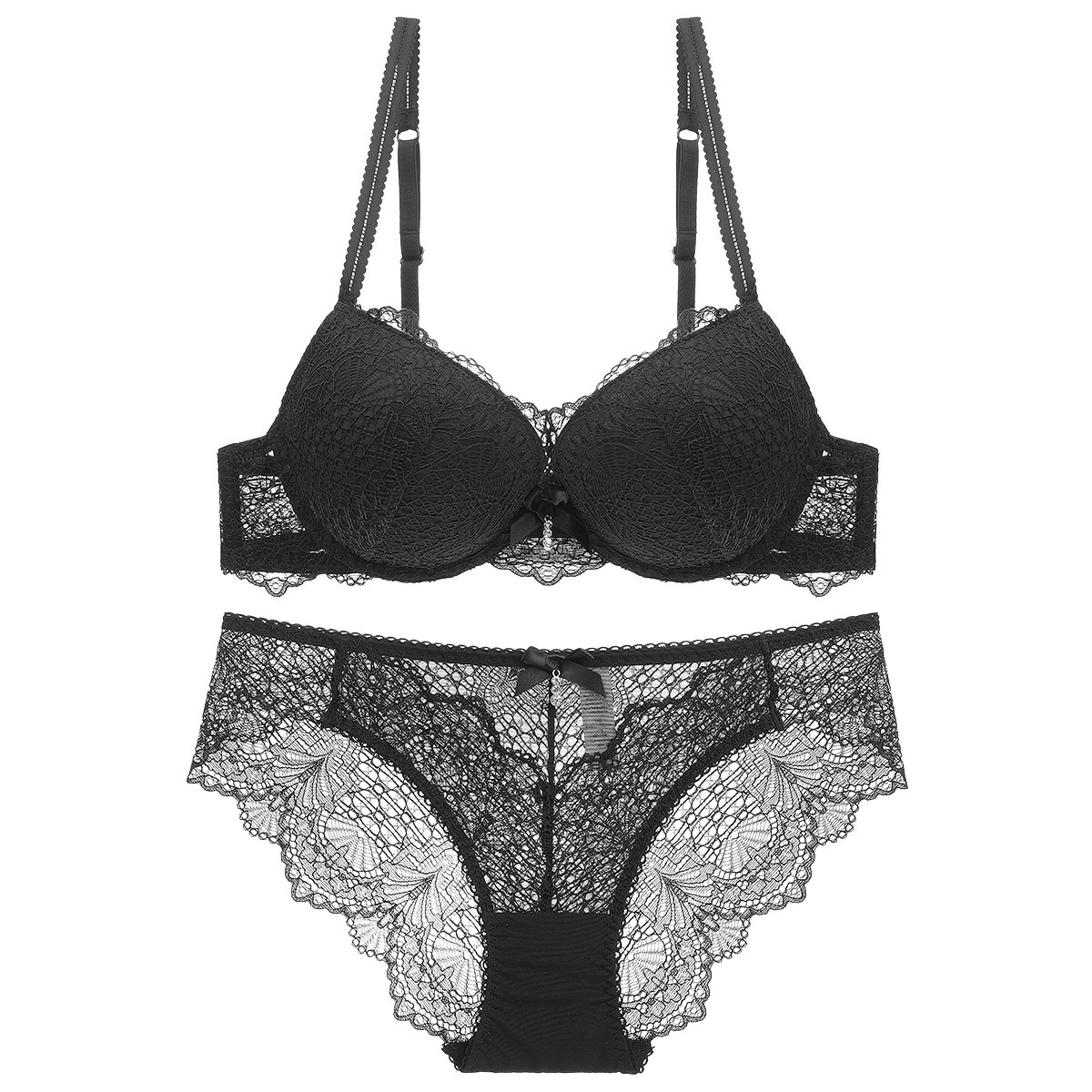 1723 Girls' Gathering Sexy French Lace Women's Thin Top and Thick Bottom Underwear Bra Set_voghion.com