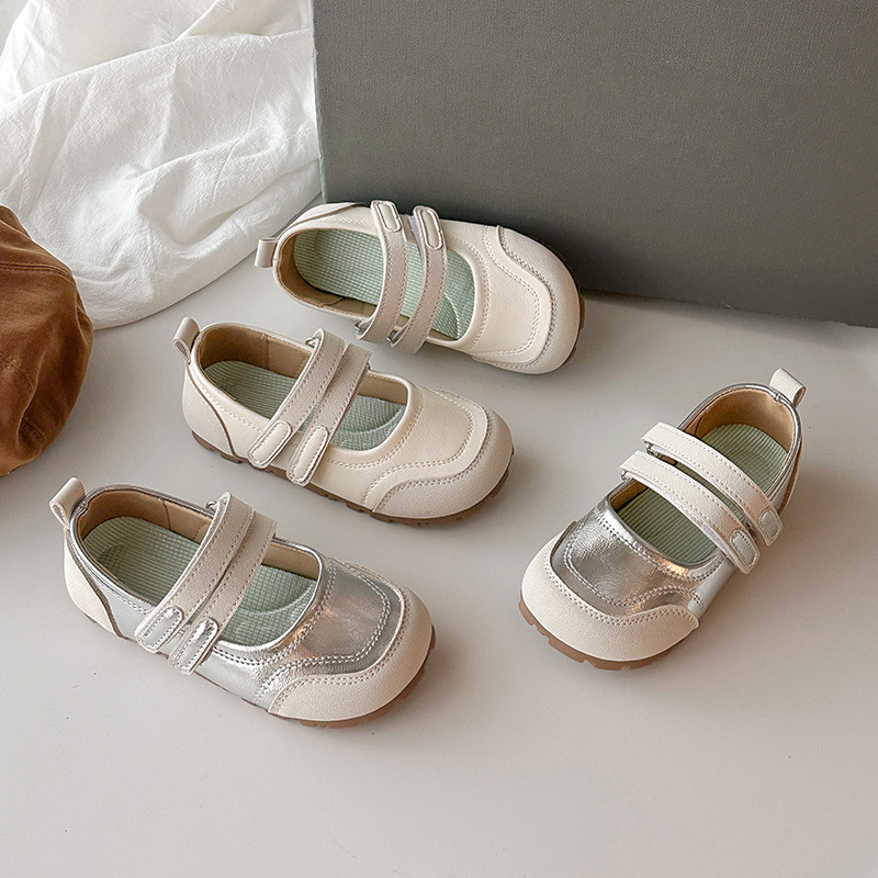 Girls' Small Leather Shoes 2025 Spring & Fall New Soft-Soled Princess Shoes Silver Performance Dance Shoes Spliced ​​Korean Style Shoes