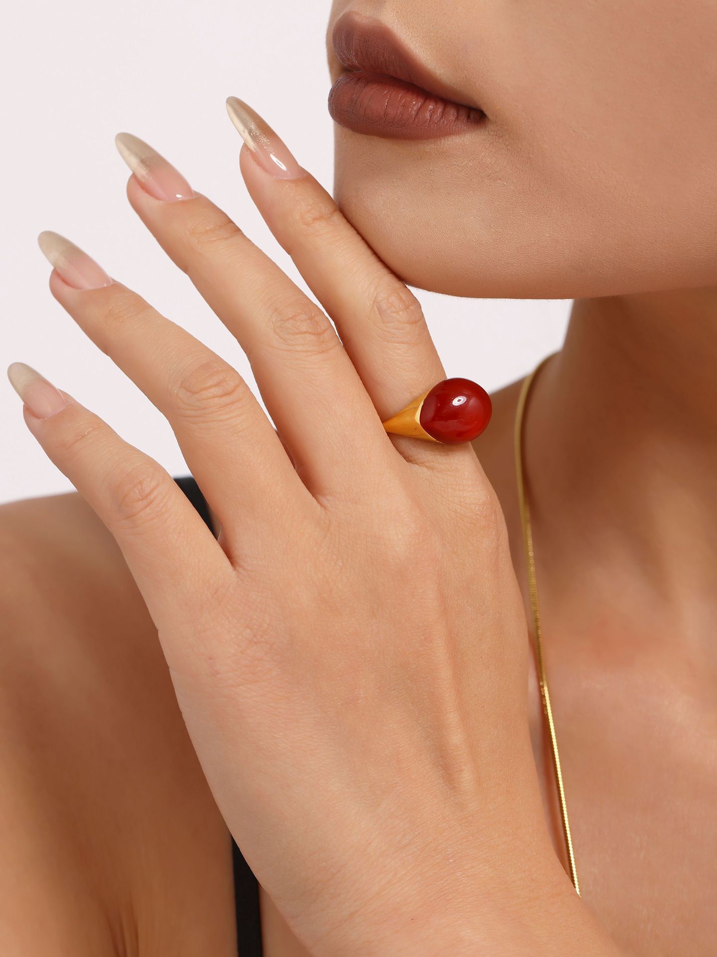 Resin Adjustable Ring For Women With Multi-coloured Water Droplet_voghion.com