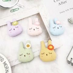 新款布藝網紗小花兔子卡通配件 可愛充棉兔頭兒童頭飾發圈DIY輔料