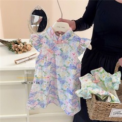 Girls' Hanfu Dress Summer Outfit 2023 New Fashion Children Skirts Little Girls Chinese Style Cheongsam 95155