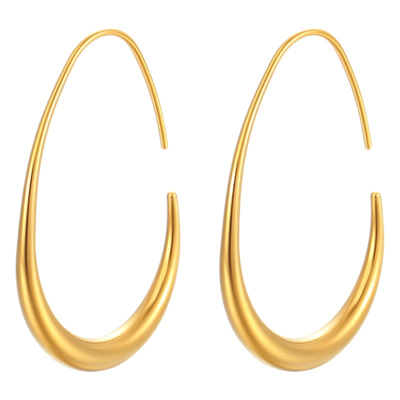 欧米ファッション感卵型ステンレス耳掛け女性ファッション大気ファッションイヤリングins冷たい風耳飾り