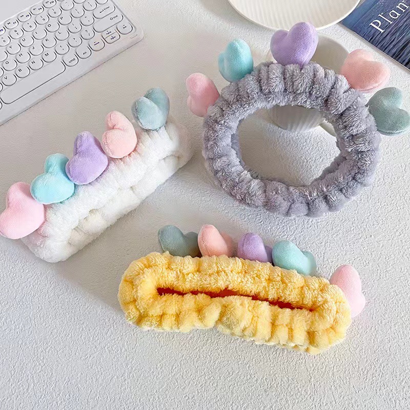 Cuidado estereoscópico adornos de pelo rojo net lavado facial especial banda de pelo máscara de maquillaje banda de pelo lavado toalla de peluche