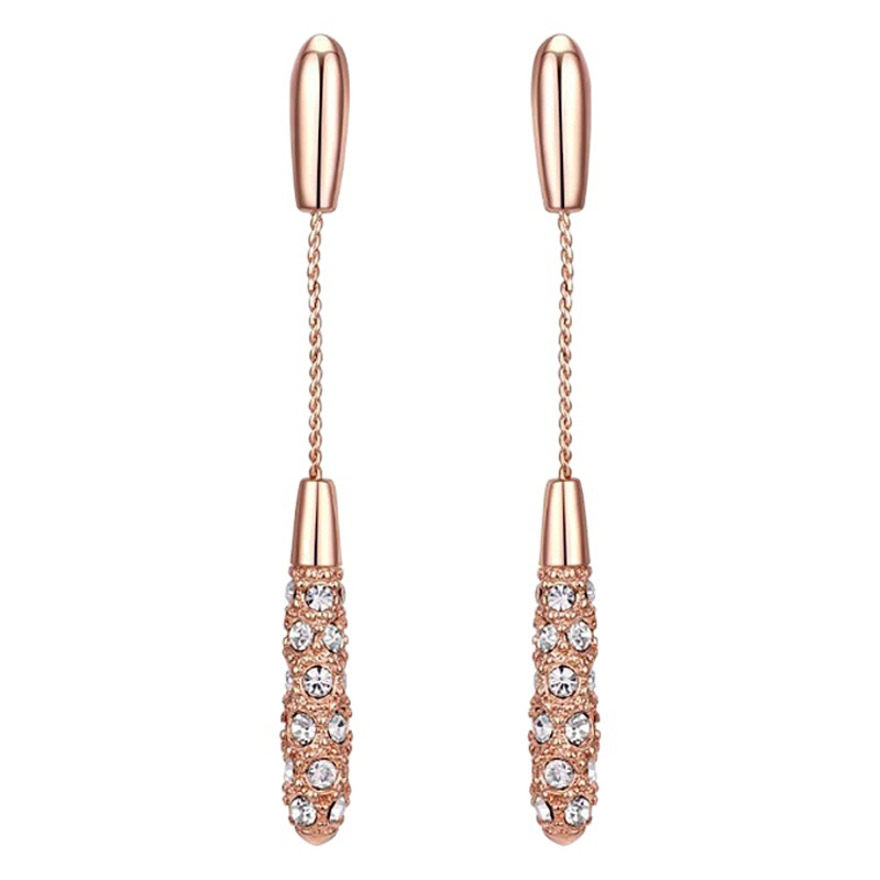 Korean New High-end French Style Earrings Drop-shaped Long Diamond Alloy Earrings Elegant Internet Celebrity Distinctive Earrings