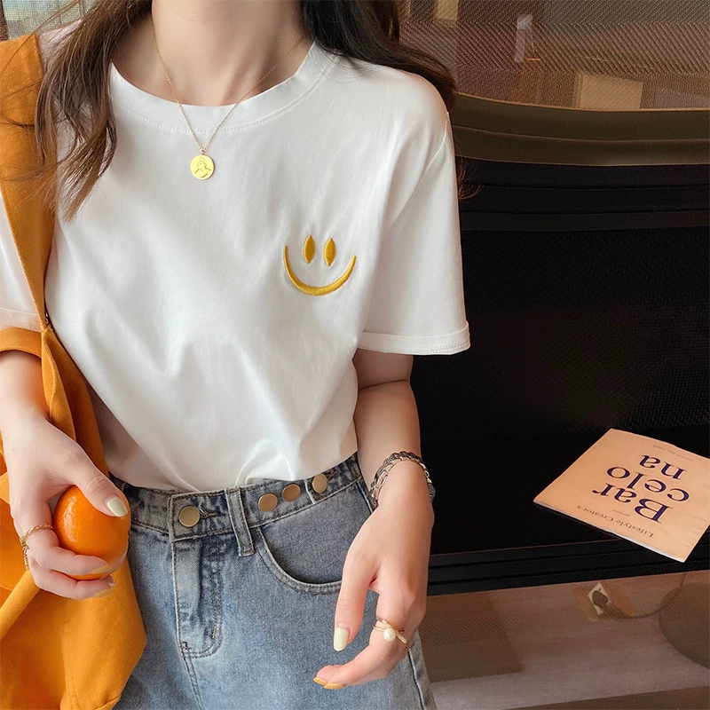 Белая футболка женская с коротким рукавом 2025 новая полурукавная маленькая футболка летняя женская с правым плечом хлопковая внутренняя майка