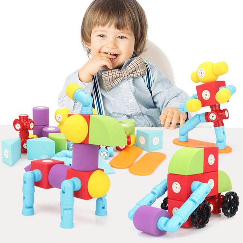 Wanlehui EVA large particle magnetic building blocks infant and toddler educational magnetic suction assembled bulk parts foam toys