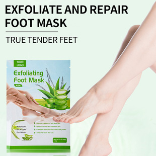 Cross-Border Aloe Vera Exfoliating Foot Mask in Stock Wholesale Full English Packaging New Hydrating Foot Mask Processing Factory Home