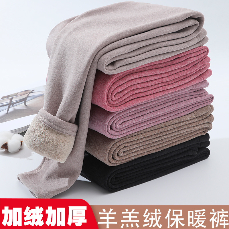 벨벳과 두꺼운 여성용 따뜻한 바지, 여성용 가을 바지, 원피스 셰르파 하이 웨이스트, 내복, 독일 따뜻한 벨벳 대형 면바지