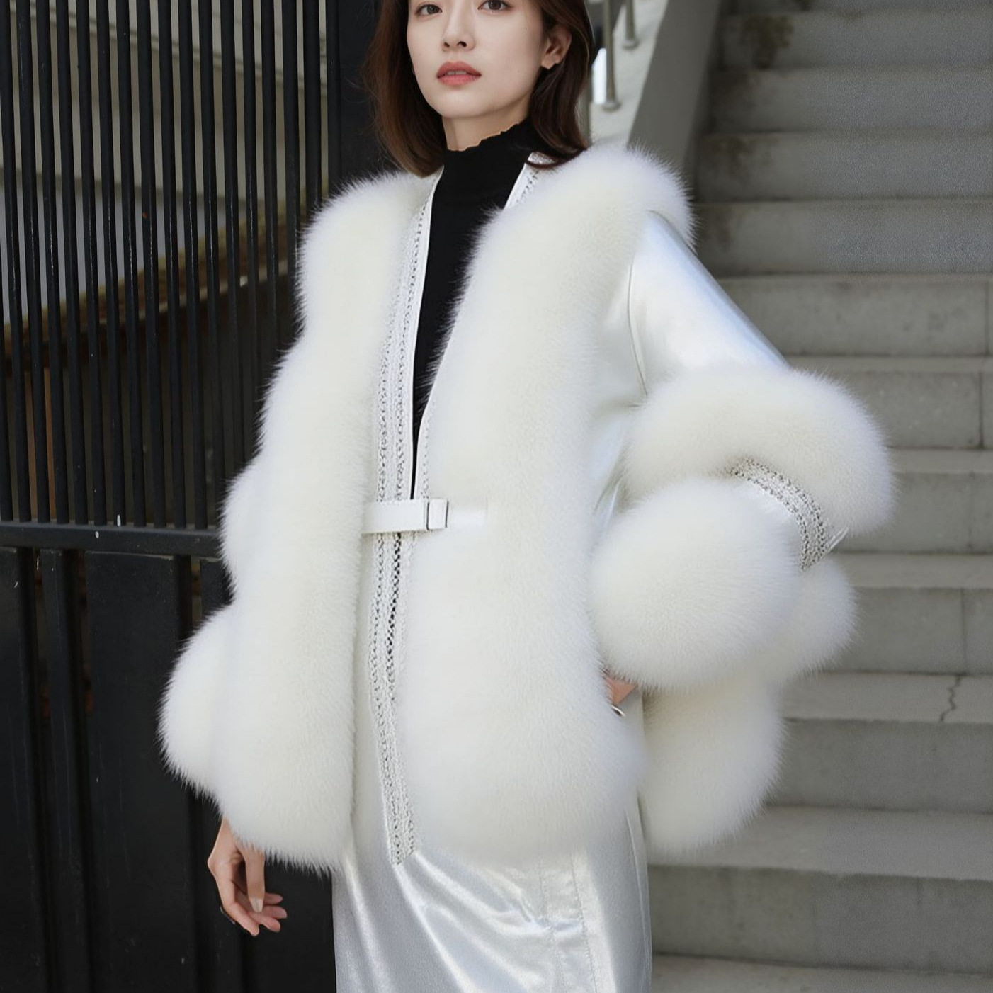 2026 Winter New Style Haining Faux Fox Fur Coat Women's Fur-lined Coat, Chanel-style Young Style