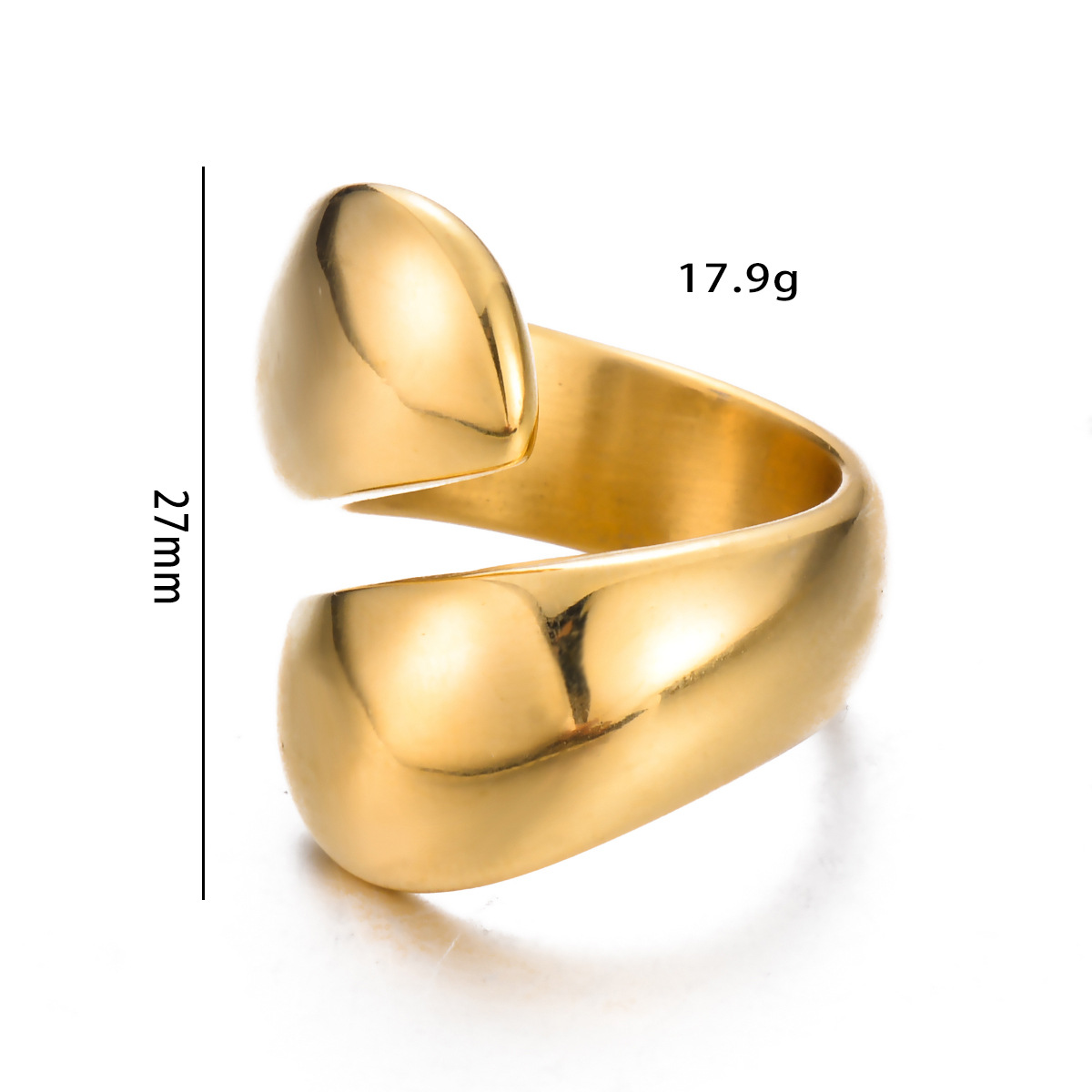 PVD Coated Gold Plating Process PVD Coated Geometric 304 Stainless Steel Simple Style Waterproof Non Tarnish Rings