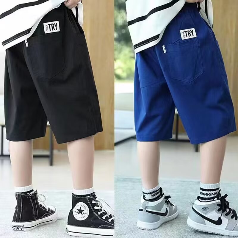 아동복 반바지 어린이 작업복 바지 5 점 바지 얇은 중형 및 대형 어린이 여름 캐주얼 바지 2024 새로운 유행