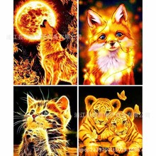 亚马逊跨境货源5D钻石画 金色动物 DIY满钻装饰画十字绣 厂家批发