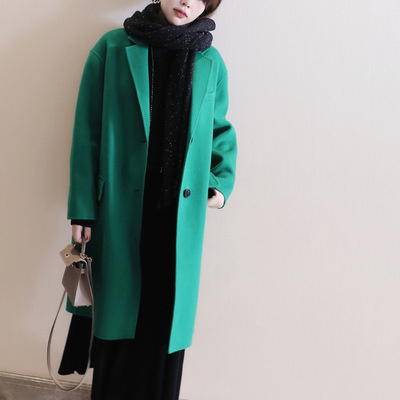 Autumn and winter temperament Self cultivation Easy  Off rotator cuff |Cashmere manual Double-sided it Sheep wool Long overcoat