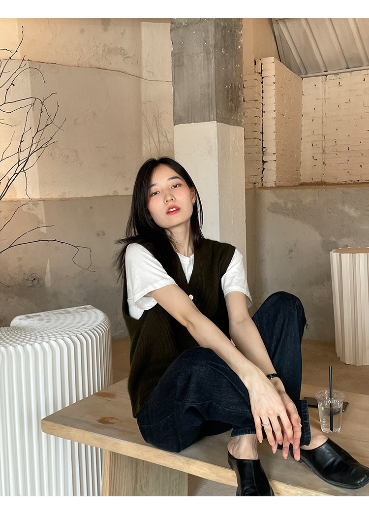 木兰时髦复古小马甲开衫女2023春季新款韩版简约针织上衣女 21507详情20
