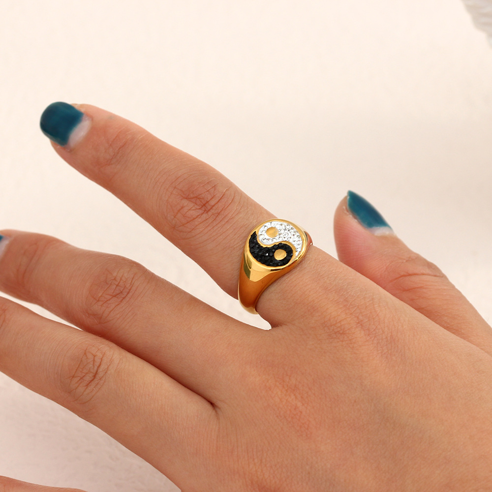 Simple Style Geometric Stainless Steel Rings Inlay Rhinestone Stainless Steel Rings