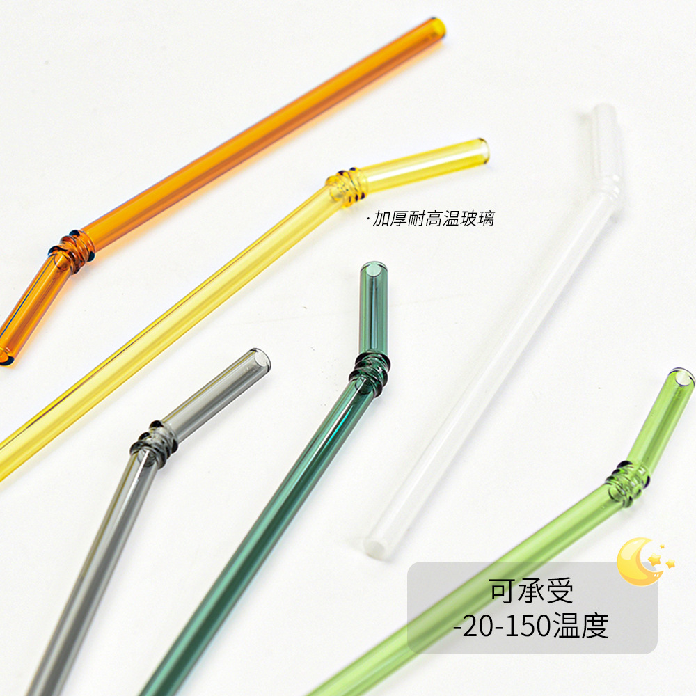 Paja de vidrio de bambú resistente al calor paja de vidrio de borosilicato color mujeres embarazadas y niños jugo bebida ventas directas de la fábrica