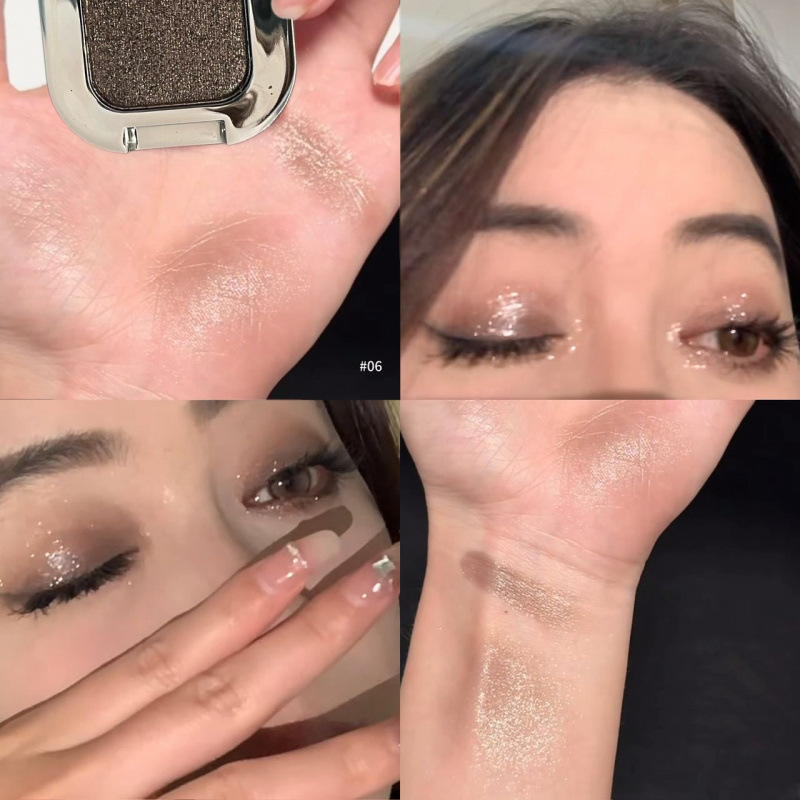 HERORANGE sensación fría de una sola sombra de ojos de maquillaje fácil de brillar perlada brillante brillante maquillaje de alta brillo plato de sombra de ojos de maquillaje