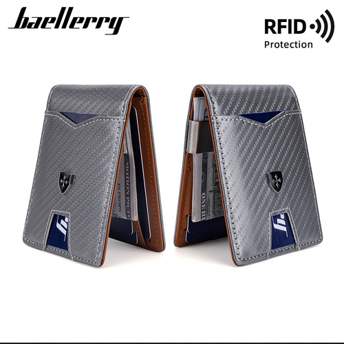 Men's Card Holder Business 50% Off RFID Magnetic Carbon Fiber Texture Leather Card Case Wallet US Dollar Bag Coin Purse