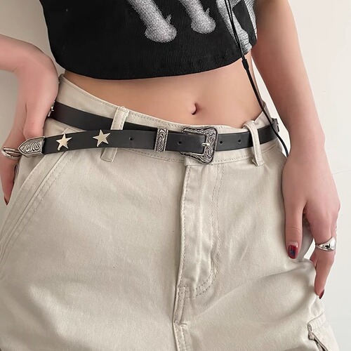 Individual Design Star Accessory Belt for Women, New Style, Versatile, Retro Denim Belt with Punk Style Decoration for Women