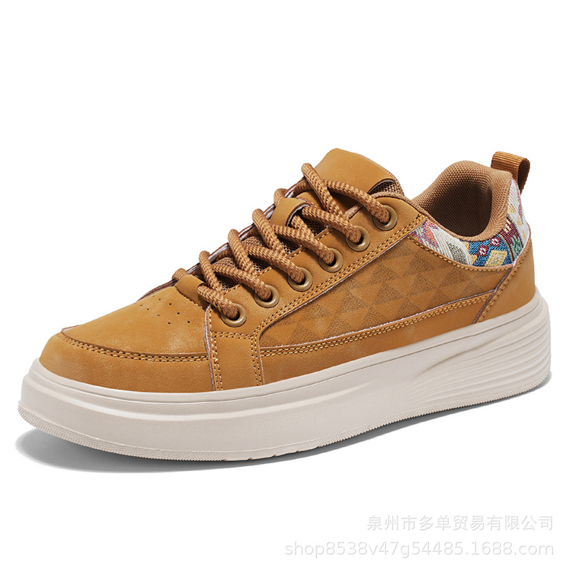 Zapatos retro de estilo blanco con suela plana, tela de estilo nacional, zapatos de skate cómodos de moda, zapatos deportivos casuales de altura gruesa