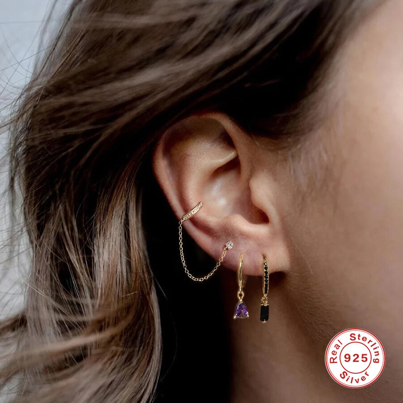 6g Weight Earrings Event & Party Supplies Zircon Inlay Material Dangling Earrings Classification 1 Pair Quantity 1 Pair Silver Zircon Square Dangling Earrings