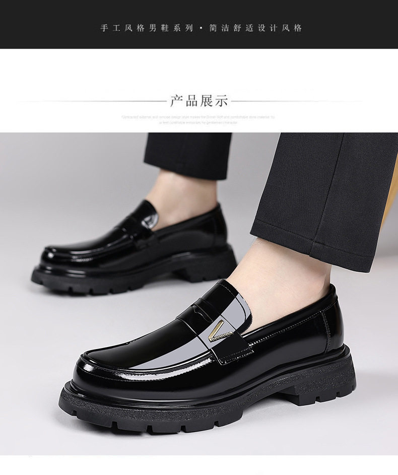 Giày lười nam da bò tráng gương, đế dày tăng chiều cao, gót 3–5 cm — màu đen, vàng nâu chi tiết 12