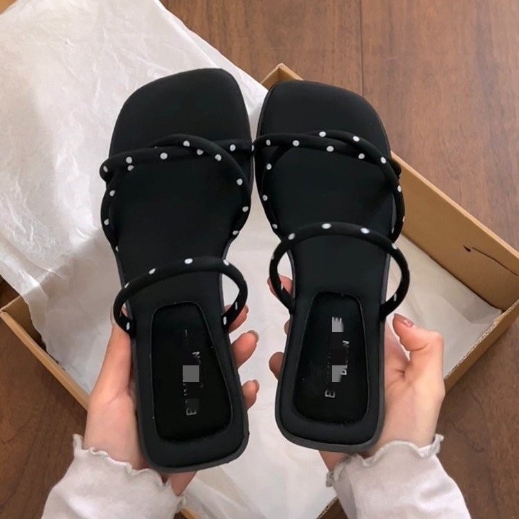 Zapatillas frías de tacón grueso para mujeres de verano 2026 nuevas zapatillas de playa antideslizantes con cabeza cuadrada image 3