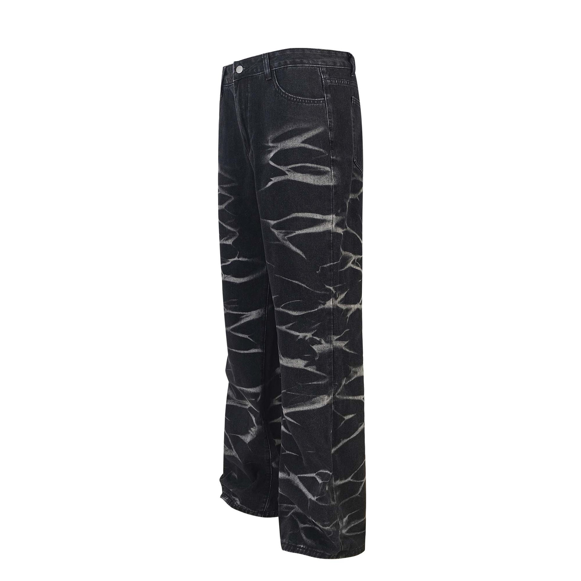 Lightning Embroidered Straight Jeans 2