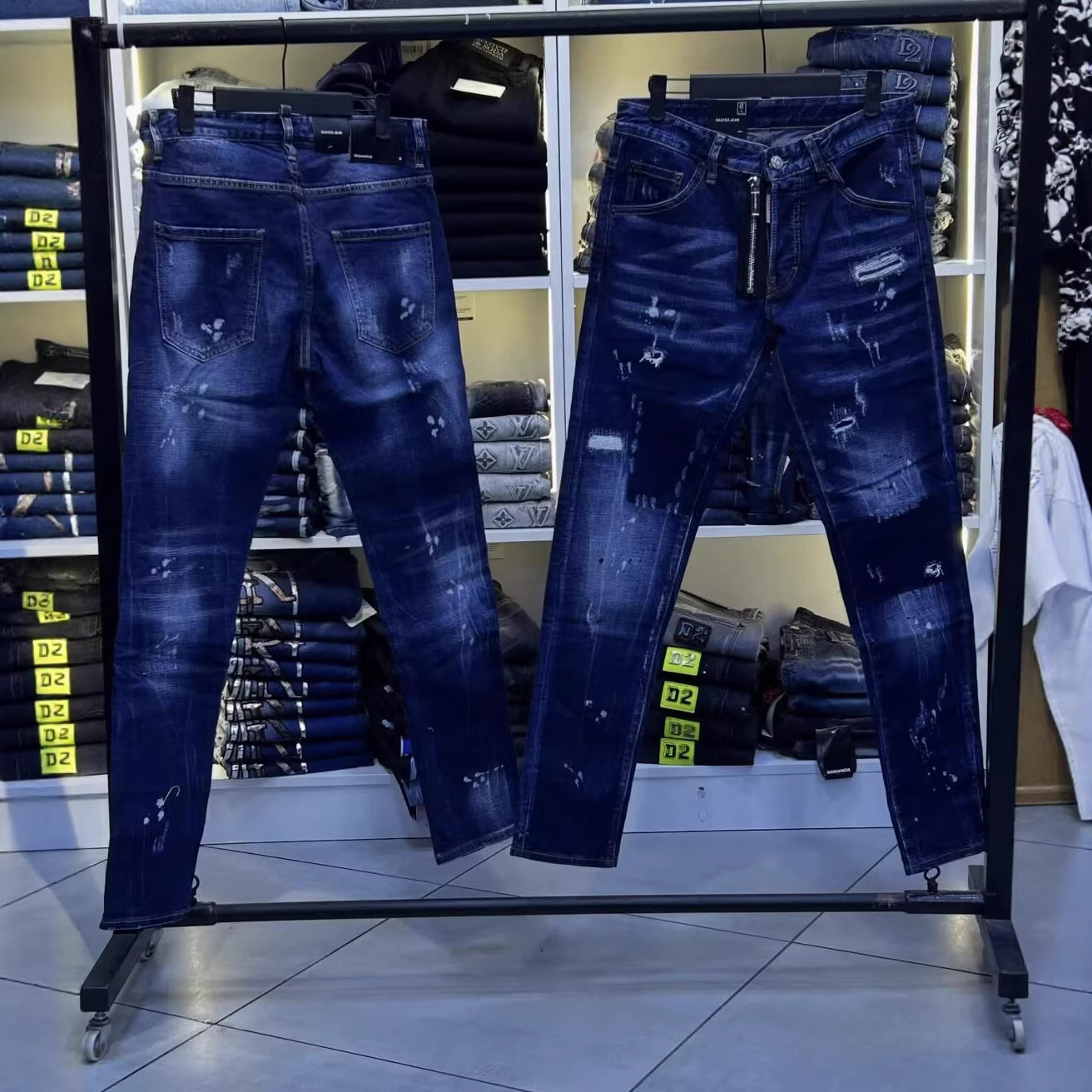 Men's Jeans Available Wholesale Stretch Straight-Leg Trendy Brand Jeans Supply
