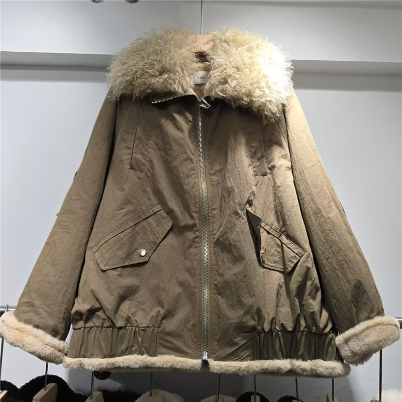 Piel verde militar en una chaqueta de parker para mujeres 2025 invierno nuevo suelto delgado moda chaqueta de estilo universal image 3