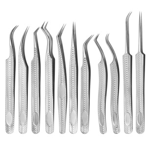 Golden Feather Clip Eyelash Grafting Eyelash Tweezers Planting Eyelash Clip Eyelash Clip Eyelash Clip Professional Blooming Clip Wood Grain Eyelash Clip