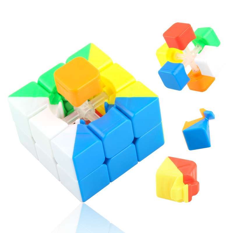 Liso de tercer orden Cubo de Rubik con Spring Educational Science and Education color sólido Cubo de Rubik regular pequeña regla mágica 3,4 cm Rubik's Cube blister Pack